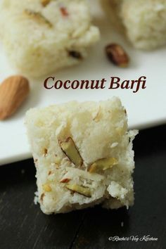 coconut barf on a plate with almonds