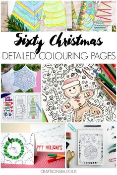 christmas themed coloring pages with the title sixty christmas detailed coloring pages for adults and children