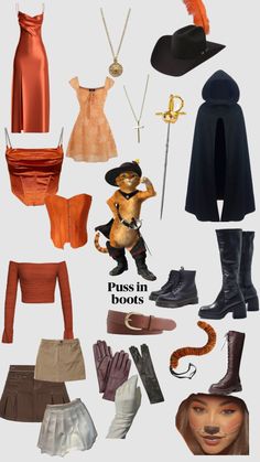 a collage of different types of clothes and accessories for the character from beauty and the beast