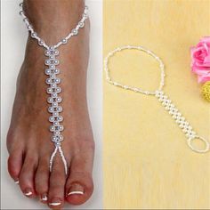 Brand New In Package! White Bead And Faux Pearl Anklet With Attached Toe Ring. Tags: Foot Jewelry Sandals Accessories Accessory Feet Fashion Fashionable Trendy Outfit Beach Sand Tropical Feminine Beaded Foot Jewelry, Pearl Barefoot Sandals, Bridal Foot Jewelry, Silver Chain Anklet, Star Anklet, Foot Chain, Beaded Ankle Bracelets, Crystal Anklet, Pearl Anklet