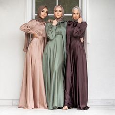 Women's Modest Stylish Big Satin Dress – Abayaya Silk Abaya Dresses, Luxury Satin Dress, Muslim Fashion Dress Eid, Colored Abaya, Eid Fits, Satin Abaya, Satin Clothing, Muslim Dresses, Kaftan Abaya