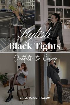 Discover 50+ black tights outfit ideas that embody effortless chic style! From classy formal wear for holiday parties to casual yet trendy outfits perfect for a night out at the club or dinner with friends—there’s something here for everyone! Mix dresses and skirts with stylish boots or sneakers; opt for heels and Mary Janes when dressing up. Ideal for work in business casual settings or embracing dark academia aesthetics during fall winter evenings in Europe or New York! Black Tights Outfit, Effortless Chic Style, Tights Outfits, Academia Aesthetics, Stylish Boots