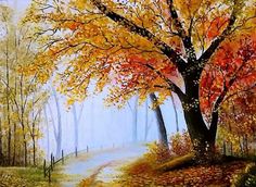 an oil painting of a tree in the fall