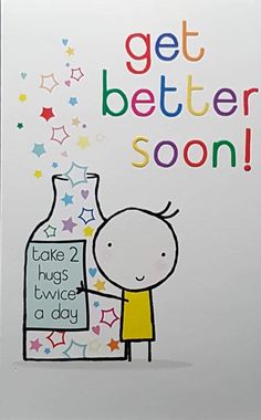 a cartoon character holding a bottle with the words get better soon