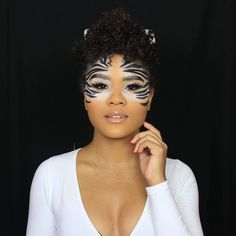 Jungle Animal Makeup, Zebra Print Makeup, Animal Makeup Easy, Halloween Animal Makeup