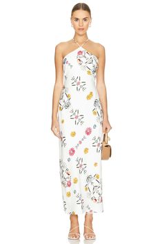 Sancia The Cabesa Dress in Dahlia Floral | REVOLVE Understated Luxury, Halter Neckline, Leather Goods, High Quality Leather, Dahlia, Look Book, Two Pieces, Dress Making, Day Dresses