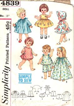 children's dresses and bonnets are featured in this pattern