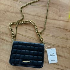 Crossbody Or Shoulder Mini Black Bag Gold Hardware Nwt Bershka Bag, Mini Black Bag, Bags Black, Black Bag, Mini Bags, Black Mini, Gold Hardware, Mini Bag, Bag Lady