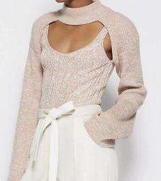 #ad Top Seller for Jonathan Simkhai Beige Nicole Mockneck Pullover Sweater Cutouts Cableknit M NWOT, Fashion Women's Sweaters Knit Sets, Knit Shrug, Rib Knit Cardigan, White Knit Sweater, Sweater Crop, Ribbed Knit Top, Knit Turtleneck Sweater, Jonathan Simkhai, Crop Top Sweater