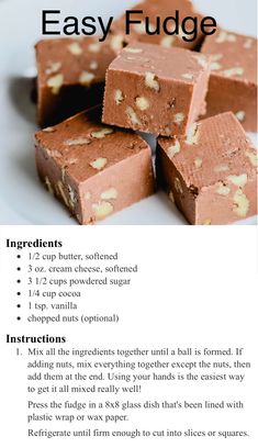 chocolate fudge recipe with instructions on how to make it