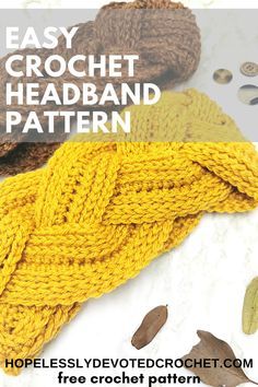 an easy crochet headband pattern with text overlay