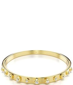 From Swarovski&#x2C; this bracelet features: Bangle bracelet Plated hardwareHinge closureApprox. 2.44" diameterImported. Premier Jewelry, Crystal Bangle, Gold Bangle Bracelet, Rhinestone Jewelry, Sparkling Crystal, Dillard's, Gold Bangles, Charm Jewelry, Bangle Bracelet