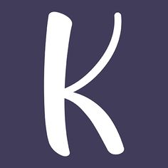 the letter k is white on a purple background