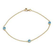 14K SOLID YELLOW GOLD EVIL EYE BRACELET Here is a dainty, delicate and simple, yet classy minimalist evil eye bracelet . This is 14k Solid Yellow Gold. (We do not sell filled or plated jewelry) Perfect for everyday use. Absolutely stunning. Comes in a gift box. PRODUCT DETAILS Material: 14k Solid Gold Overall Length: 7.4 inches / 18.5cm Evil Eye Dimension: 4.5mm Shipping Policy Item will be shipped within 1-3 business days of receiving full payment. Return Policy -You may return the unused item Bracelet Station, Gold Evil Eye Bracelet, Gold Diamond Heart Necklace, Classy Minimalist, Butterfly Necklace Gold, Ruby Bracelet, Bracelet Minimalist, Heart Necklace Diamond, Bracelet Dainty