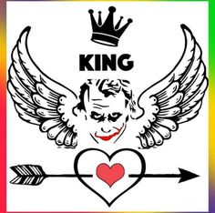 an image of a heart with wings and a crown on it, that says king