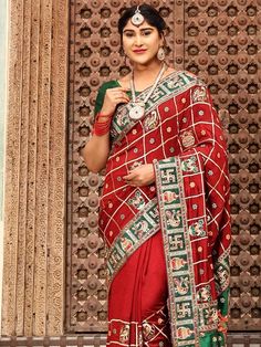 <ul>
<li style="text-align: justify;"><span data-preserver-spaces="true">Spark a unique dignity to your essence by drapping panetar saree in red hue made with silk material accomplished with colored peacock, elephant, kalash, swastik motifs on it border and also has heavy embellished pallu with doli/ baraat scene and saubhagyawati bhava written on lace elevate pallu border with thread tessels.  </span></li>
<li style="text-align: justify;"><span d Semi-stitched Red Blouse Piece For Traditional Ceremonies, Red Semi-stitched Blouse Piece For Traditional Ceremonies, Red Wedding Blouse With Pallu, Red Wedding Blouse Piece For Diwali, Red Festive Blouse For Wedding, Festive Red Blouse For Wedding, Red Blouse Piece With Resham Embroidery For Traditional Ceremonies, Festive Lehenga With Intricate Embroidery For Puja, Red Semi-stitched Blouse For Wedding