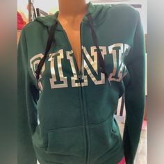 Small Victoria Secret Pink Full Zip Hoodie Silver Casual Hoodie For Streetwear, Silver Hoodie For Fall Streetwear, Silver Hoodie For Winter, Silver Long Sleeve Hoodie For Winter, Silver Long Sleeve Hoodie For Fall, Silver Hoodie For Winter Streetwear, Silver Long Sleeve Casual Sweatshirt, Silver Casual Hoodie For Fall, Silver Casual Hoodie For Winter