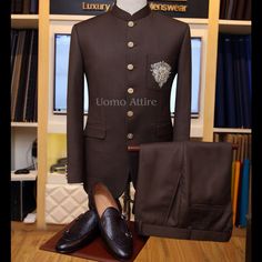 Bespoke chocolate brown prince coat with embellished patch pocket Wedding Three Piece Suit, Tuxedo Tie, Prince Suit, Dress Man, Jodhpuri Suit, Prince Coat, Men Kurta, Chocolate Brown Color, Tropical Fabric