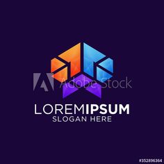 abstract logo design with colorful cubes on dark background for business and technology company, suitable for