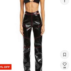 Never Worn, No Marks Or Wear Of Any Kind. Edgy Fitted Wide Leg Pants, Edgy Fitted Leather Trousers, Edgy Fitted Leather Pants, Fitted Edgy Leather Pants, Edgy Black Fitted Pants, Edgy Fitted Black Pants, Black Fitted Edgy Pants, Edgy Fitted Summer Pants, Fitted Edgy Straight Pants