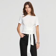 Jude Cropped Tie-Front Top White Wrap Blouse, Capsule Wardrobe Outfits, Cropped Blouse, Dressing Up, Dress Silhouette, Front Tie Top, Wrap Blouse, Celebrity Outfits, Crop Blouse