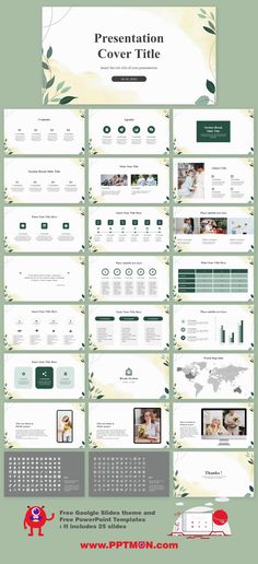 the powerpoint presentation is displayed in green and white colors, with an image of flowers on