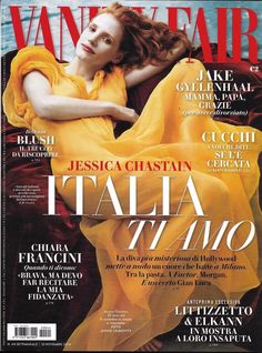 a magazine cover with a woman in a yellow dress on the front and back covers