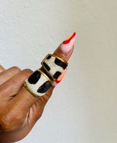 Adjustable hair-on rings. Perfect stacked or worn solo. These are great to pair with other rings as well and extremely stylish. metal: brass OS Leopard Ring, Afrocentric Jewelry, Dope Jewelry Accessories, Leather Ring, Dope Jewelry, Funky Jewelry, Style And Grace, Jewelry Inspo, Cute Jewelry