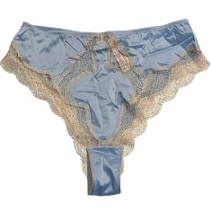 New Satin And Lace Pantie Underwear. Fitted Blue Bottoms With Lace Trim, Blue Lace Trim Bottoms For Loungewear, Blue Lounge Bottoms With Lace Trim, Green Lace, Bras And Panties, Blue Satin, Women's Intimates, Victoria's Secret, Light Blue