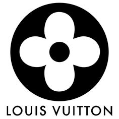 the louis vutton logo in black and white with an orange flower on it's center