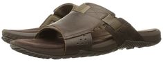 Merrell Terrant Slide Men's Sandals Brown Leather Outdoor Sandals, Casual Brown Hiking Sandals, Synthetic Sandals With Leather Footbed For Outdoor, Outdoor Sandals With Leather Footbed And Synthetic Material, Comfortable Brown Sandals For Outdoor Activities, Brown Outdoor Slides With Arch Support, Brown Slides With Arch Support For Outdoor, Casual Sandals With Cushioned Footbed For Outdoor, Outdoor Synthetic Slides With Arch Support