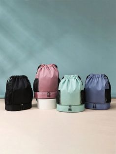 Negro,Azul,Verde,Rosa Casual,Deportivo Collar  Poliéster Liso Mochila con cordón Embellished Basketball Backpack, Basketball Bag, Kids' Bag, College Bags, Rose Bonbon, Swimming Bag, Shoulder Backpack, Casual Sport, Cute Backpacks