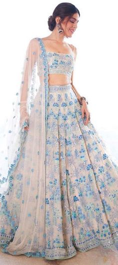 Blue color Lehenga in Georgette fabric with Embroidered, Sequence, Thread work Lehenga Choli Designs, Lehenga Choli Wedding, Indian Outfits Lehenga, Wedding Lehenga Designs, Lehenga Designs Simple, Traditional Indian Dress, Blue Lehenga, Indian Dresses Traditional, Traditional Indian Outfits