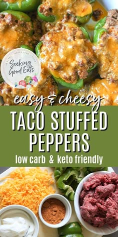 easy cheesy taco stuffed peppers with low carb and keto friendly