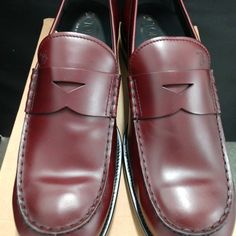 Tod's Classic Rounded Toe Penny Loafers, Brand New Never Worn, Color Is Burgundy Classic Wingtip Loafers With Red Sole, Classic Red Loafers For Semi-formal Occasions, Classic Burgundy Almond Toe Loafers, Classic Burgundy Slip-on Dress Shoes, Classic Burgundy Loafers With Round Toe, Classic Red Dress Shoes For Work, Burgundy Closed Toe Formal Loafers, Formal Burgundy Closed Toe Loafers, Red Round Toe Loafers For Semi-formal Occasions