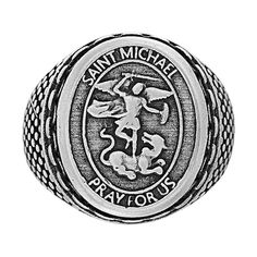 Carry the protective archangel St. Michael with you at all times with this stainless steel medallion ring. Carry the protective archangel St. Michael with you at all times with this stainless steel medallion ring. Width: 20 mm Metal: stainless steel Finish: oxidized Packaging: boxed Size: 10. Color: Multicolor. Gender: male. Age Group: adult. Eastern Star, Great Gifts For Dad, Right Hand Rings, St Michael, Men's Jewelry Rings, Jewelry Packaging, Statement Rings, Jewelry Watches, Mens Jewelry