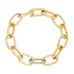 Pave Diamond Single Front Link Chunky Link Bracelet    * Diamond .28cw   * 14k Yellow Gold   * 7" Length   * P-4896 Fringe Bracelet, Bracelet Diamond, Hand Chain, Delicate Rings, Leather Cuffs, Cuff Bangles, Diamond Bracelets, Chain Pendants, Chain Link Bracelet