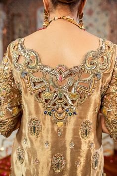 Kora Dabka Work Embroidery, Kashmiri Pattern, Silk Gharara, Ethnic Clothes, Velvet Dress Designs, Raw Silk Fabric, Organza Top, Long Kurti