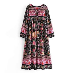 Amina Black Floral Dress