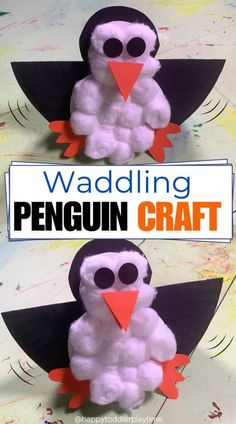 paper plate penguin craft for kids with the title, wadding penguin craft on it