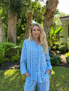 Soft and luxe, wear to snuggle, to enjoy a movie and rosé, or wear them all day. Pajama sets come wrapped in a lovely matching bag, making them the perfect gift or gift to yourself. Set includes pants and a button-up shirt with a pocket. Size XS/S (0-4), M/L (6-10). 100% Cotton Hand made in India Wash in cold water on delicate cycle and hang to dry or tumble dry on low. Lounge Pajamas, Pajama Sets, Nantucket, Pocket Size, Spring Collection, Scarf Shawl, Bag Making, Pajama Set, Best Sellers