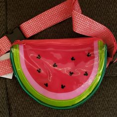 Minnie Mouse, Mickey Mouse Watermelon Purse. Playful Summer School Bags, Fun Summer School Bags, Playful Red Summer Bags, Playful Green Bags For Vacation, Playful Green Vacation Bags, Playful Summer Bags With Adjustable Strap, Fun Green Bags For Vacation, Fun Green Pouch Bag, Watermelon Purse