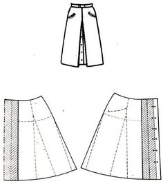 the front and back views of a women's skirt, with an attached waist