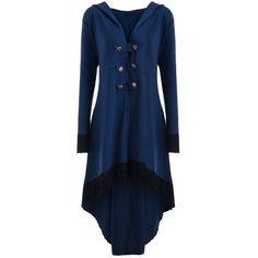 Lace-up Plus Size Hooded High Low Coat - Blue - 3W35872522 - Original Design-Women's Clothing  #OriginalDesignWomensClothing #Original #DesignWomen's #Clothing High Low Coat, Plus Size Fashion Tips, Plus Size Outerwear, Plus Size Coats, Casual Jackets, Cheap Womens Clothing, Sammy Dress, Ladies Dress Design, Trendy Plus Size