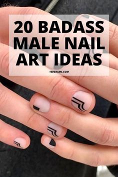 Nail Art For Real Nails, Mens Nail Polish Ideas, Male Nail Designs Black, Gender Neutral Nail Ideas, Mens Nail Ideas, Nail Art Men Design, Men’s Nail Arts, Masc Nail Art, Nail Inspo Men