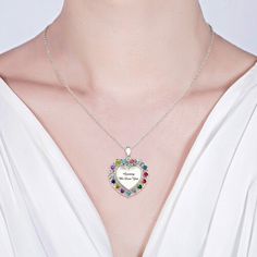 birthstone heart necklace Heart-shaped Alloy Necklaces For Mother's Day, Mother's Day Heart Pendant Alloy Necklace, Heart Necklace With Rhinestones For Gift, Rhinestone Alloy Necklace For Gifting, Rhinestone Alloy Necklace As Gift, Rhinestone Alloy Necklace For Gift, Rhinestone Alloy Necklaces As Gifts, Multicolor Alloy Necklace As A Gift, Multicolor Alloy Necklaces As Gifts