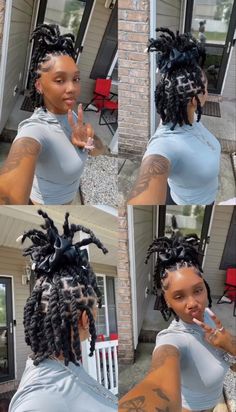 Nice Dreadlocks Hairstyles, Loc High Ponytail Styles Dreadlocks, Short Black Hairstyles For Women, Starter Locs Styles Black Women, Rope Style Locs, Two Ponytails Loc Styles, Neck Length Locs Styles Black Women, Locs Hairstyles Real Hair, Loc Hairstyles For Women Birthday