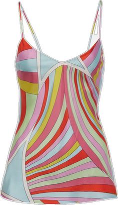 Designer Multicolor Print Summer Tops, Designer Multicolor Print Tops For Summer, Multicolor Silk Tops With Vibrant Print, Multicolor Silk Top With Vibrant Print, Multicolor Silk V-neck Top, Designer Silk Sleeveless Tops, Designer Sleeveless Silk Top, Fitted Multicolor Silk Tops, Printed Silk Tops