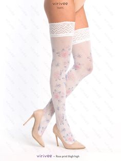 Pink Rose Printed Floral Thigh High Accessory for Brides | Etsy Geek Women, Floral Tights, Ab Fab, Shoe Ideas, Dream Aesthetic, Stocking Tights, Thigh High Socks, Thigh High Stockings, Womens Tights