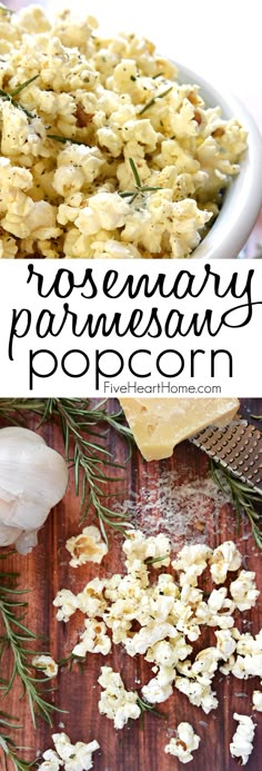 rosemary parmesan popcorn is an easy side dish